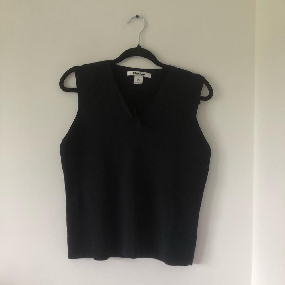 Vintage Nygard Collection Navy Blue Sleeveless V-Neck Knit Top | Size M (10-12)